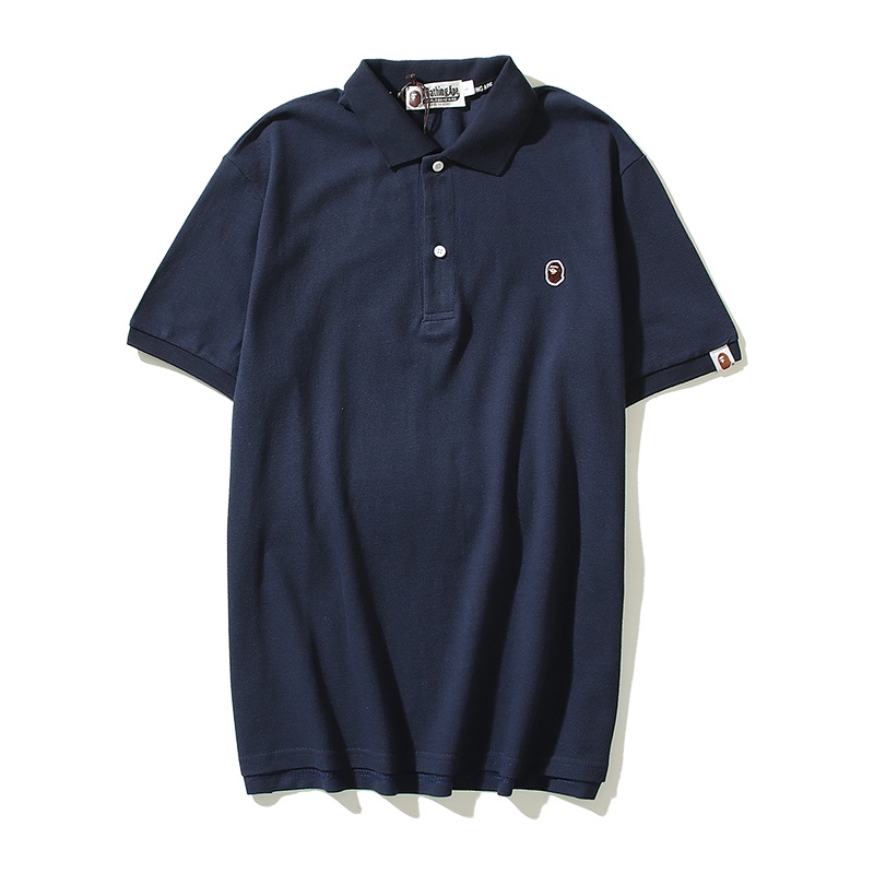 Bape Áo Thun polo Ngắn Tay Thêu Chữ Thời Trang Nam Nữ