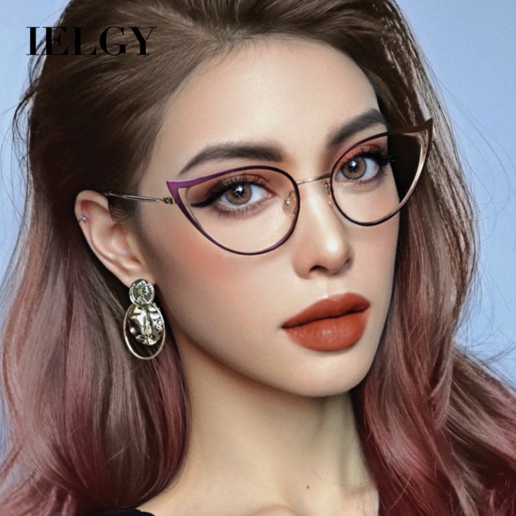IELGY Mới Kính Mắt Mèo Phẳng Chống Ánh Sáng Xanh Lam Có Thể Được Trang Bị Mắt Mèo Màu Đỏ Trơn Thời Trang Kính Cận Thị