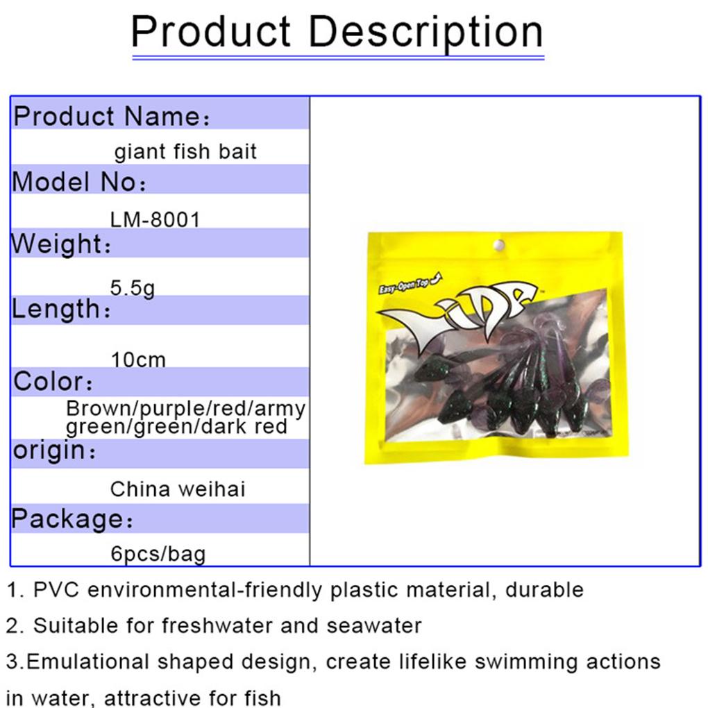 Set 6 Mồi Giả Nhử Cá Hình Sâu 10cm / 5 5g Bằng Nhựa