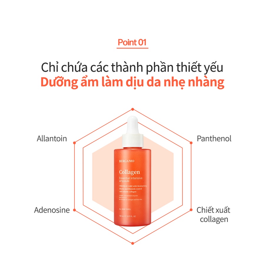 Tinh chất dưỡng da Collagen Ampoule Bergamo Essential Insentive 150ml