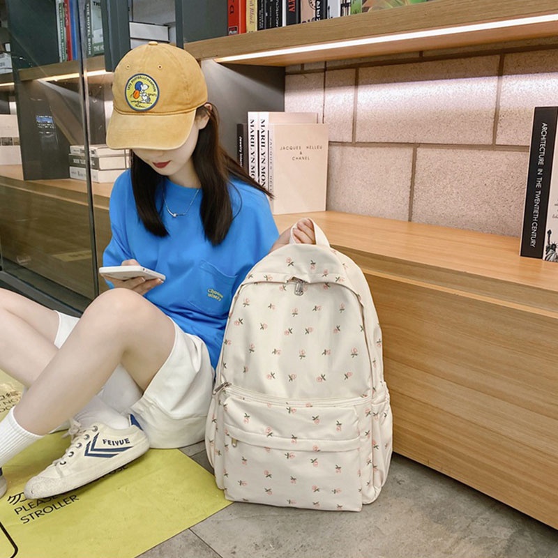 MISCHA Ba Lô Vải canvas Sức Chứa Lớn In Họa Tiết Thời Trang Đơn Giản Dễ Phối Đồ