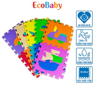 Bộ Thảm Xốp Cho Bé ECOBABY Gồm 10 Tấm Thảm Cho Bé -Phương Tiện Giao Thông-30x30cm, Đạt Chuẩn Châu Âu
