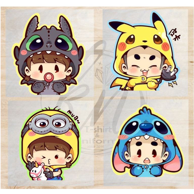 bộ sticker hình dán nhiệt quần áo hình to, miếng dán ủi quần áo trắng, sticker ép chuyển nhiệt lên áo thun