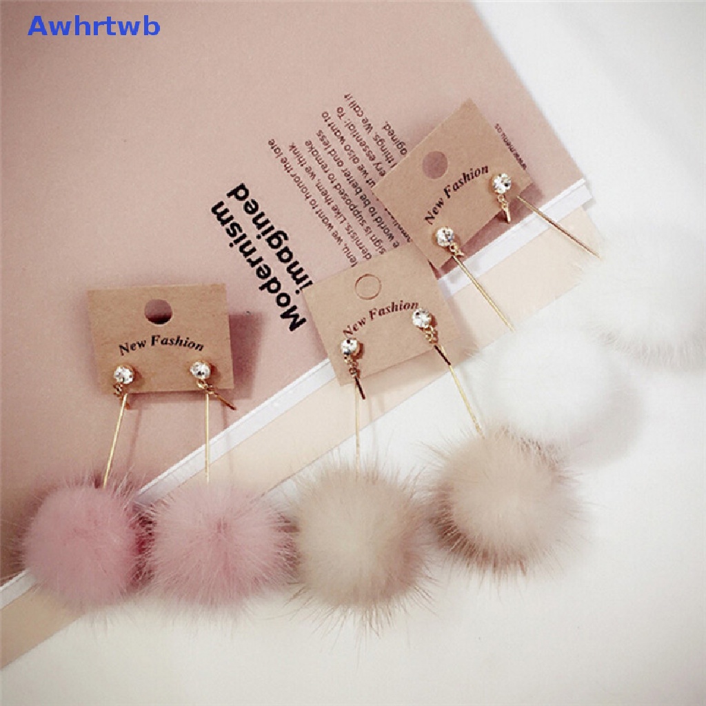 Hoa Tai Dáng Dài Phối Cục Bông Mềm Mại Xinh Xắn Cho Nữ Mới