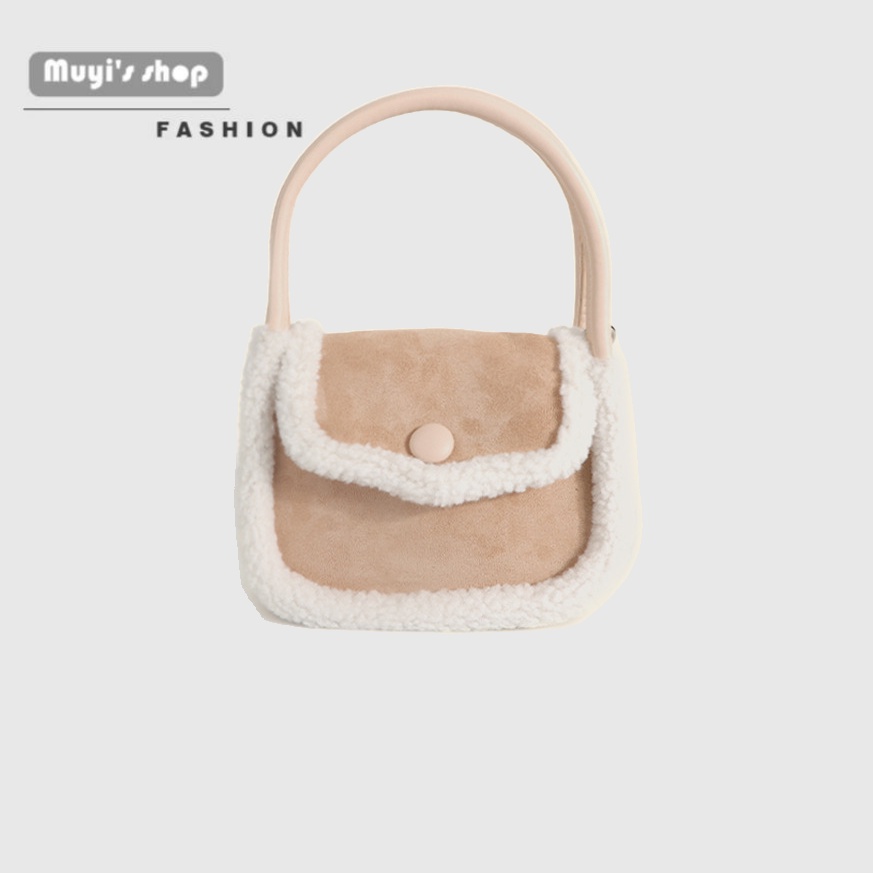 Túi Đeo Chéo Lông Cừu Hình Vuông Cỡ Nhỏ Phong Cách Hàn Quốc Thời Trang Cho Nữ