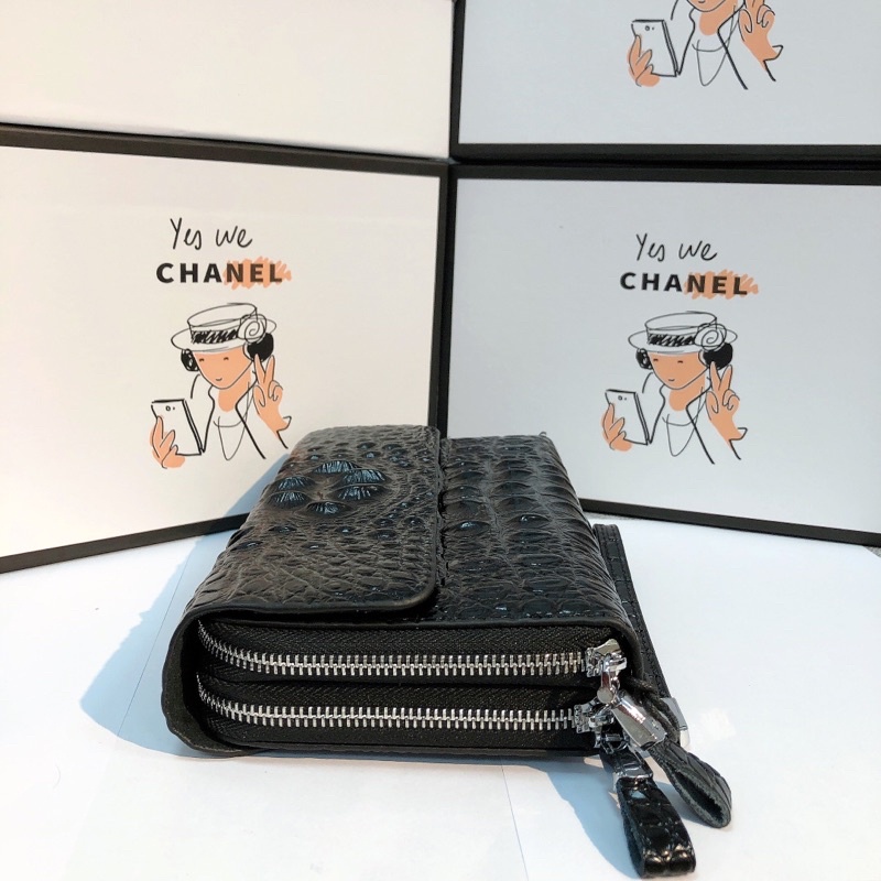 Ví Da Cầm Tay Bản 2 Khóa Chất Da Bò Dập vân cá sấu cao cấp