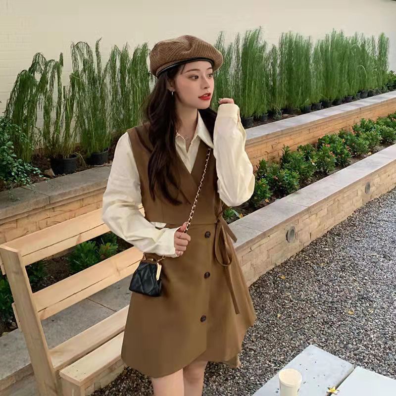 Set Áo Váy Xuân Thu 2021 Phong Cách Pháp Cổ Điển Hợp Thời Trang Cho Nữ