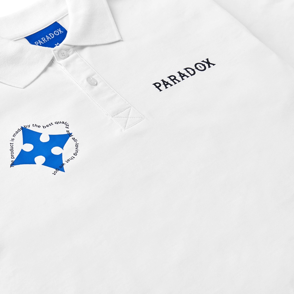 Áo thun có cổ Paradox tay lỡ THE SINUOUS POLO - Trắng