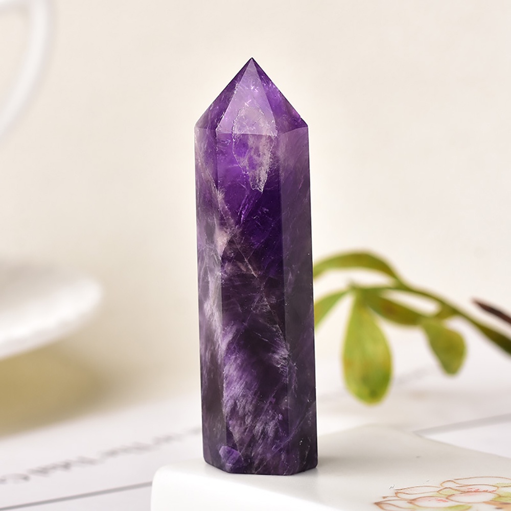 Đũa Chữa Bệnh Bằng Pha Lê Thạch Anh Tím Pha Lê| Đá Thạch Anh Reiki Chakra 6 Mặt Dùng Trang Trí Phòng