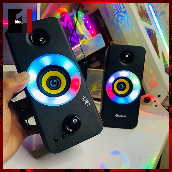Loa Máy Tính Để Bàn Mini Led Rgb 2.0 Kisonli X8 Loa Vi Tính Laptop Gaming Âm Thanh Cực Hay Bass Lớn Có Dây