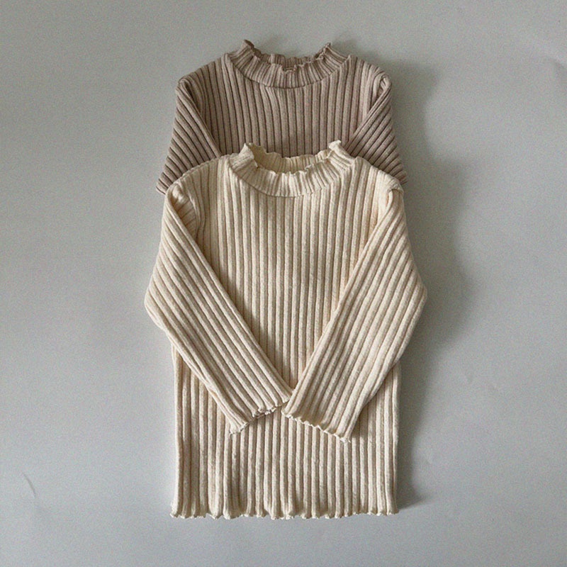 Áo Thun Tay Dài Cổ Lọ Viền Cánh Hoa Phong Cách Hàn Quốc Thời Trang Mùa Đông Cho Bé Sơ Sinh H4ND