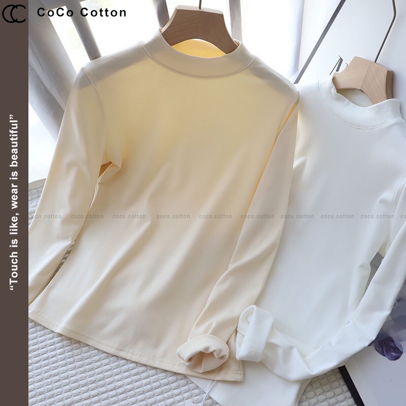 Áo giữ nhiệt nữ thun dài tay COCOCOTTON cao cấp CC02
