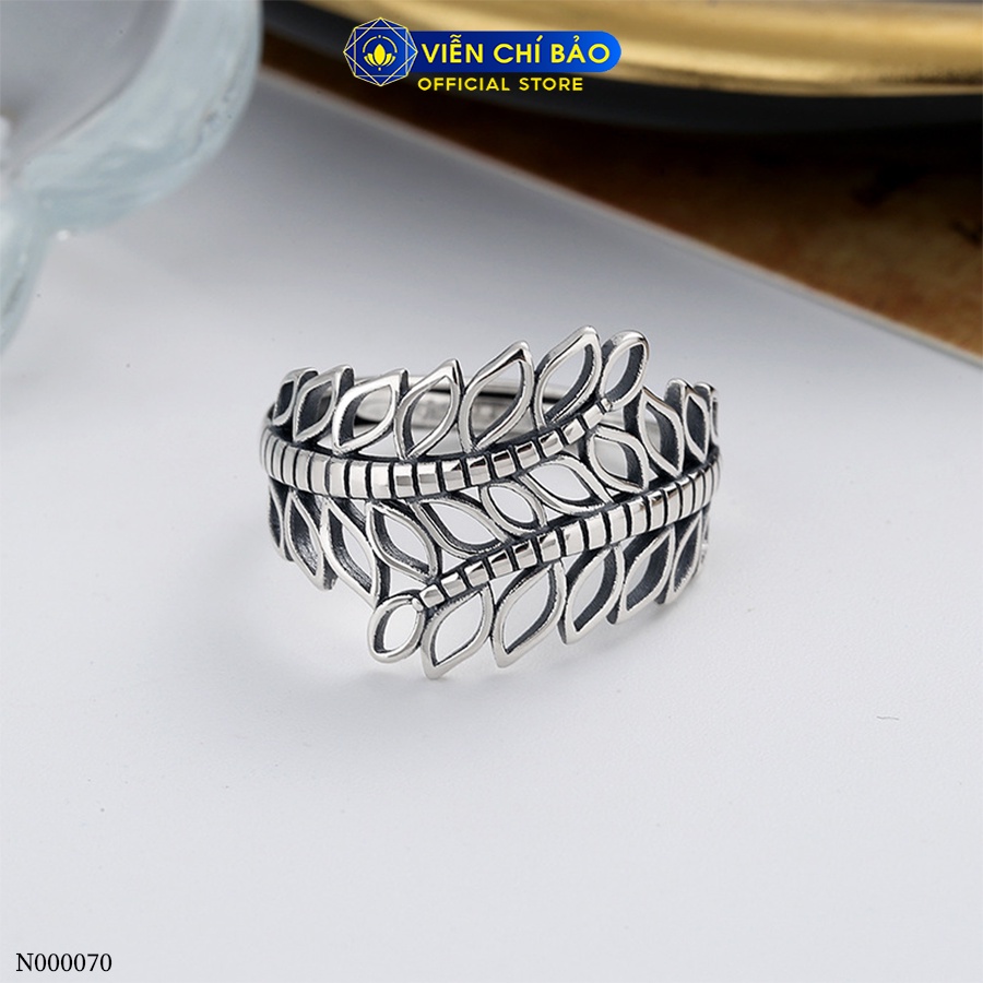 Nhẫn bạc nữ hình lá bản to chất liệu bạc Thái 925 thời trang phụ kiện trang sức Viễn Chí Bảo N000070