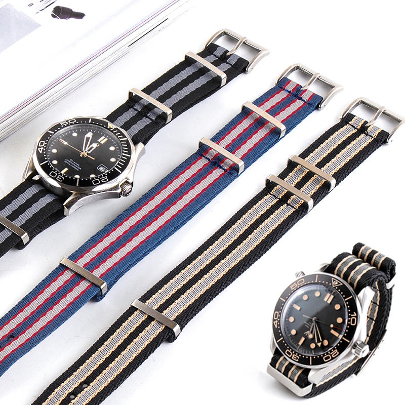 Dây Đeo Bằng Vải canvas Nylon Cho Omega 007 special edition No Time to Die Nato Haima 300 Super Master 20mml