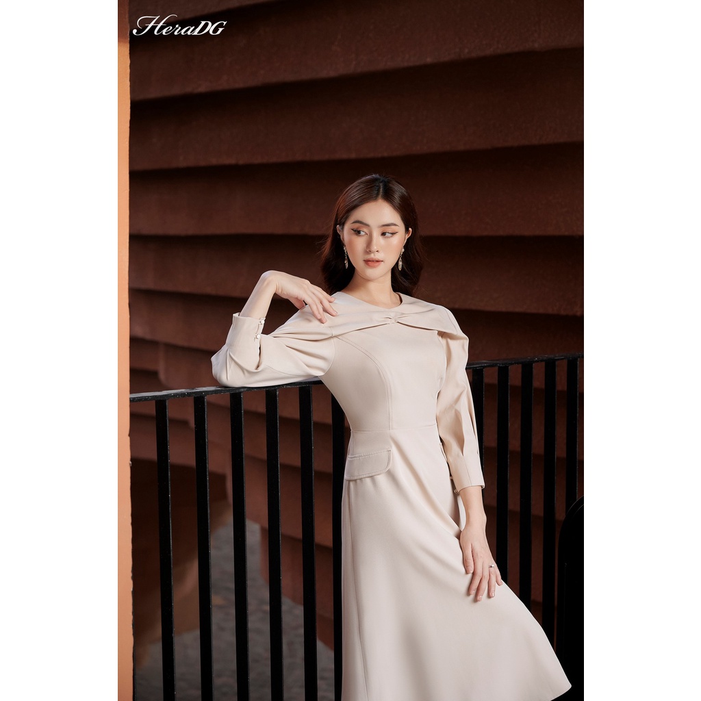 Đấm dáng xòe nhún cổ tay lỡ HeraDG thiết kế chiết ly tay thanh lịch WDPBB3002