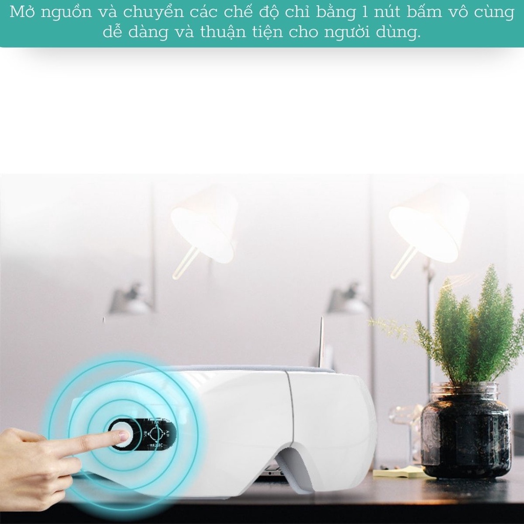 Máy Massage Mắt Chườm Nóng Xoa Bóp Nén Khí Cao Cấp LANEVA EM006, Giảm Nhức Mỏi Mắt, Làm Mờ Quầng Thâm, Giúp Thư Giãn.