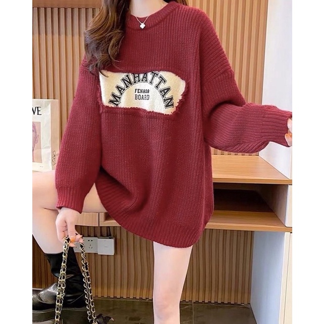 Áo len chữ mattha dáng rộng hàng quảng châu siêu xinh
