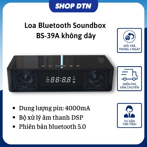 Loa bluetooth soundbox BS-39A không dây, Loa bluetooth bass sâu bản 5.0 cao cấp