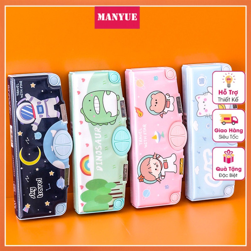 MANYUE Hộp Bút Thông Minh Bấm Tự Động Cho Nhiều Mẫu Dễ Thương