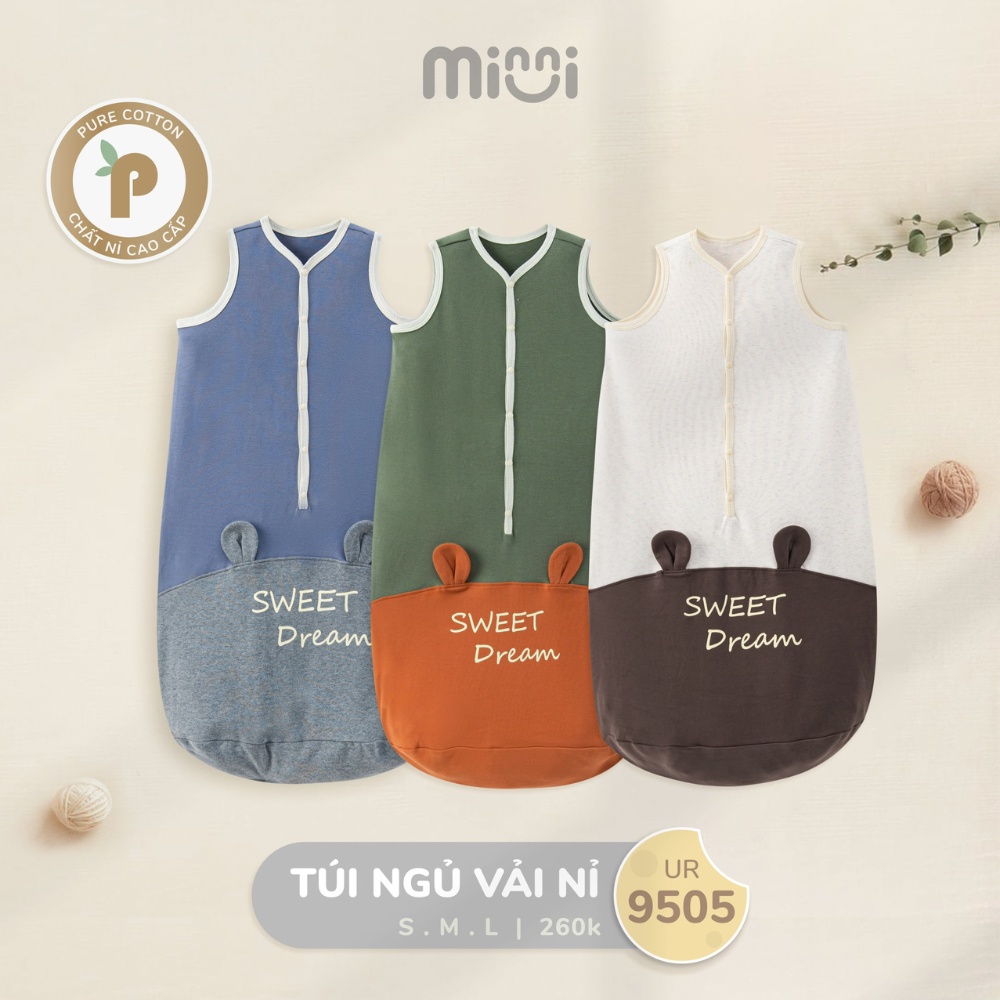 Túi ngủ Ualarogo cho bé 0-4 tuổi giúp bé ngủ ngon nỉ Pure Cotton giữ ấm thông thoáng cúc bấm hở tay 9505