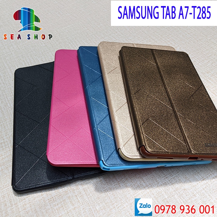 Bao da SamSung Tab A7 T285 - Có ngăn cài thẻ từ - Thiết kế trẻ trung gập 2 mặt - Có thể dựng trên mặt bàn