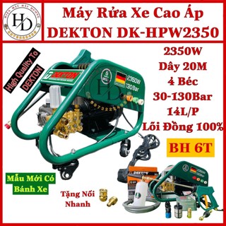 Máy rửa xe chỉnh áp dekton dk-hpw2350 - 2350w.dòng cao áp.áp lực cao,mẫu mới có bánh xe.bh 6t