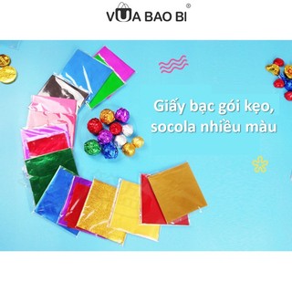 100 Giấy bạc bọc socola, kẹo 8x8cm, giấy gói kẹo, socola VUABAOBI nhiều màu