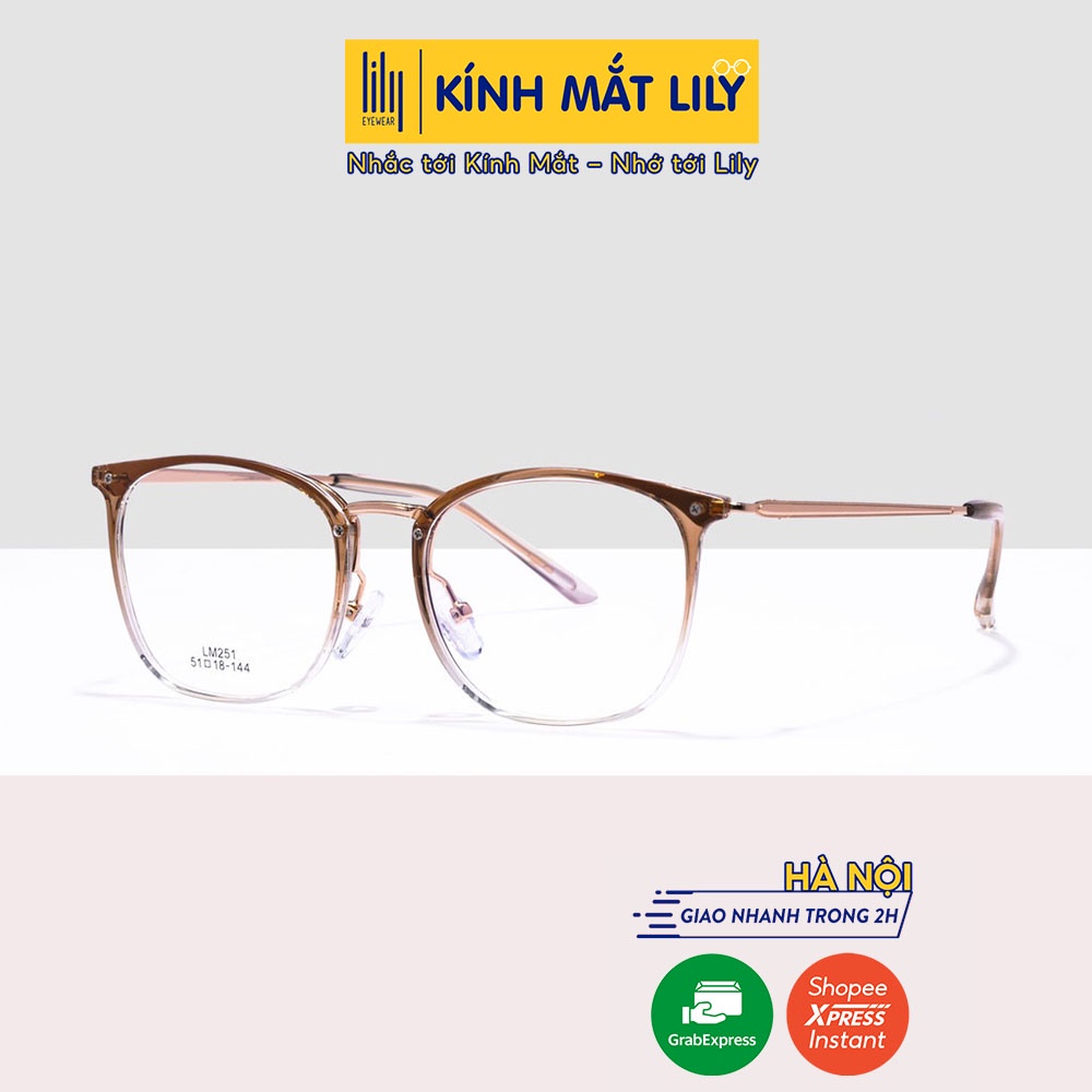 Gọng kính cận nữ tròn LILYEYEWEAR chất liệu nhựa nhẹ nhàng thanh mảnh thiết kế thời trang LM251