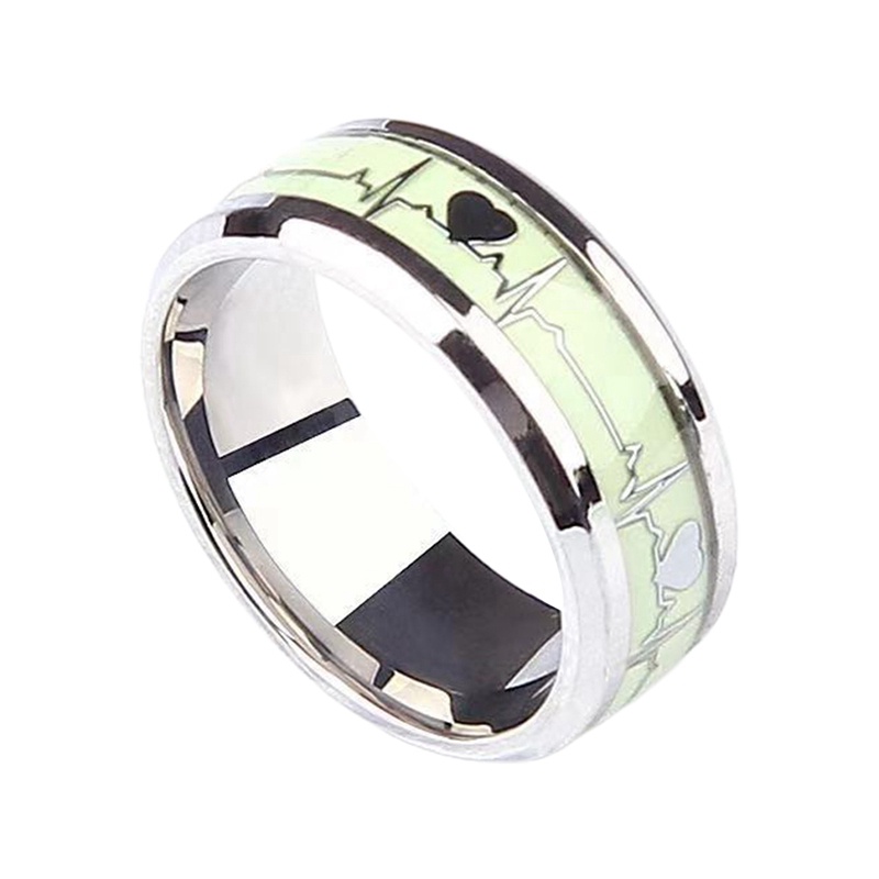 Ygt Nhẫn Dạ Quang Bằng Thép Không Gỉ Hình Trái Tim Thời Trang Cho Nam Và Nữ