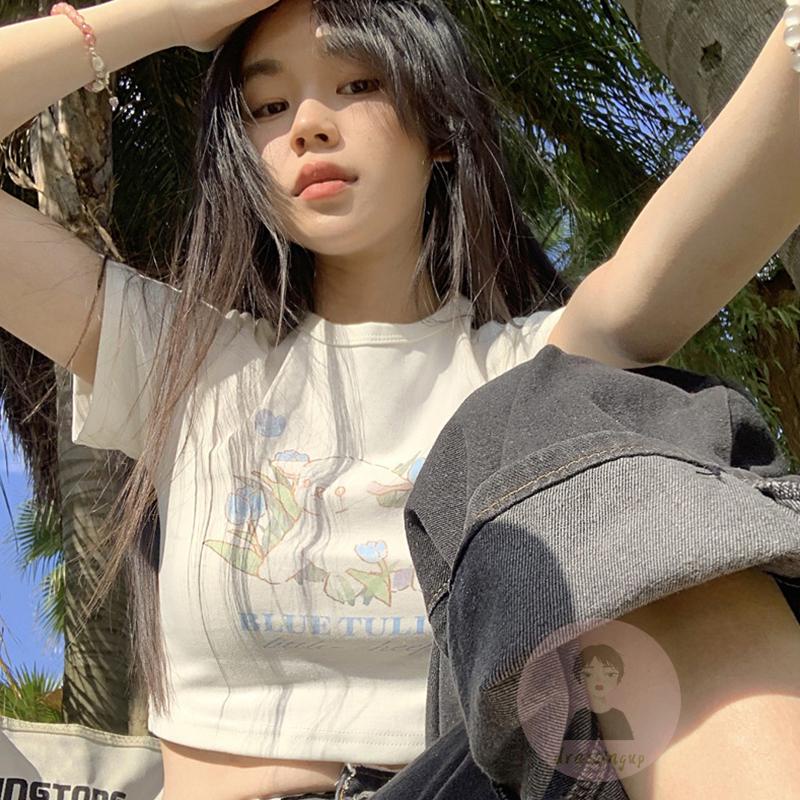 Áo Thun Ngắn Tay In Hình Động Vật Cá Tính Cho Nữ