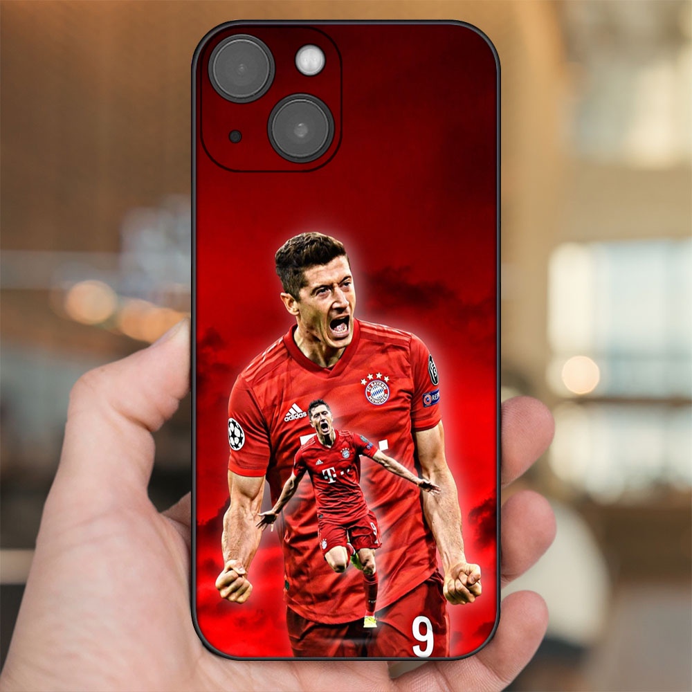 Ốp lưng iPhone 13 dẻo đen cạnh vuông in hình Lewandowski Barcelona Bayern Munich