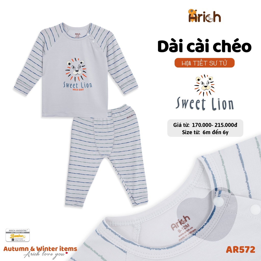 Bộ dài tay cài chéo phối hình vải sợi tre cao cấp Arich