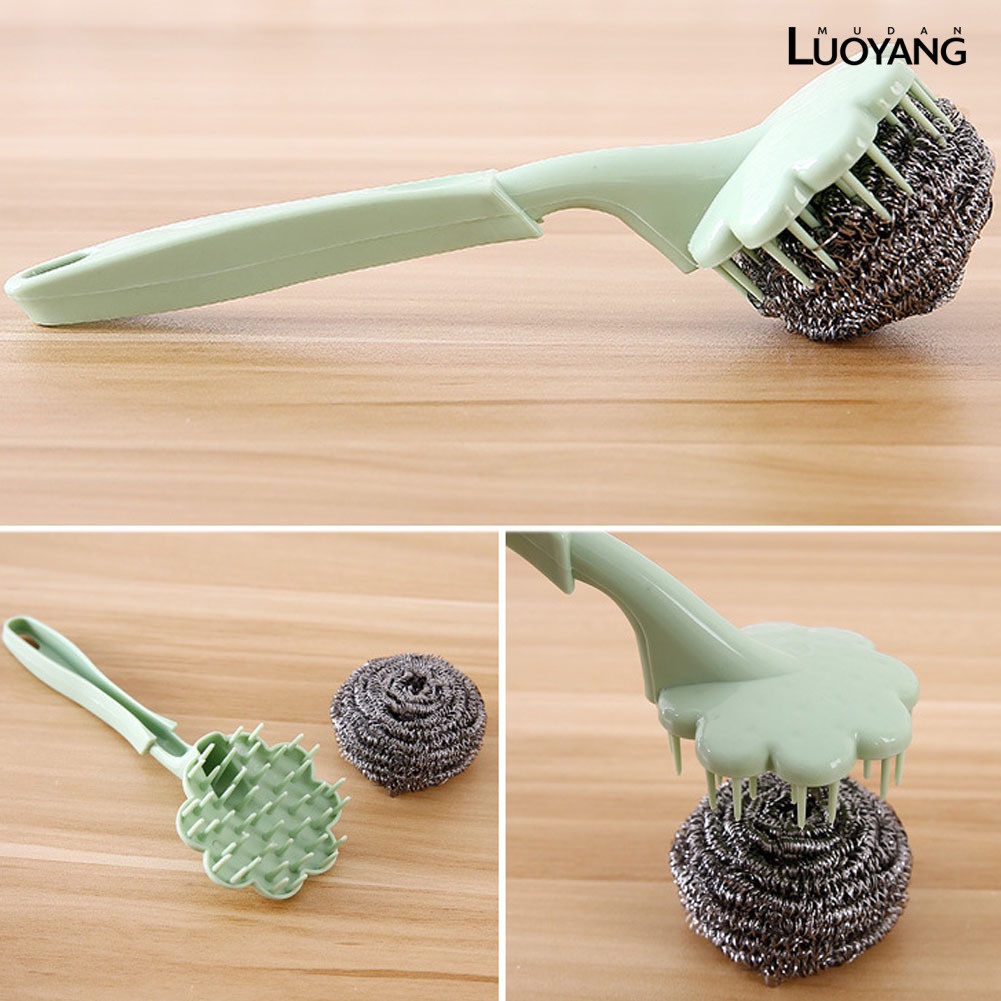 Cọ Chà Nồi Sợi Thép Tay Cầm Bằng Nhựa Tiện Lợi