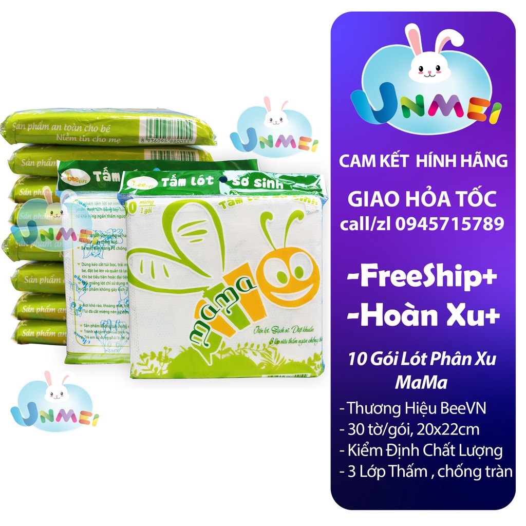 [Quà Tặng Đơn 199K] Lót Xu Mama - Tấm Lót Sơ Sinh - 30 tờ/túi Tấm lót phân xu Mama 3 Lớp, Mẹ và Bé Unmei