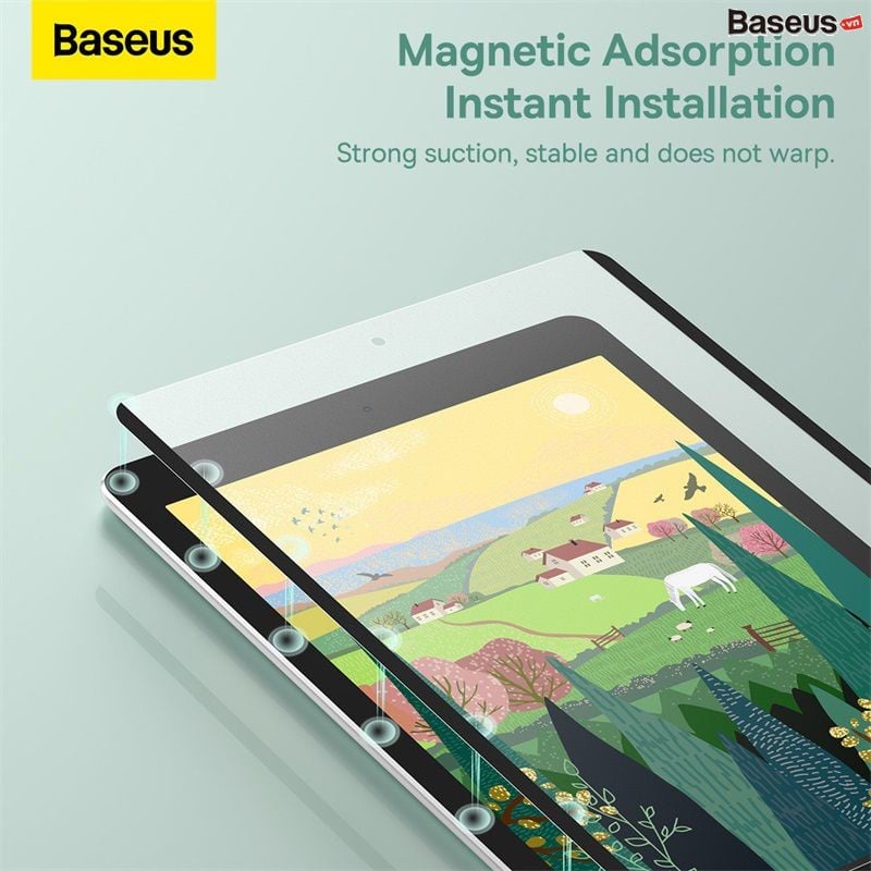 Miếng Dán Từ Tính Chống Trầy Baseus 0.15mm Full-cover Vac-sorb Paper-like Screen Protector cho IPad