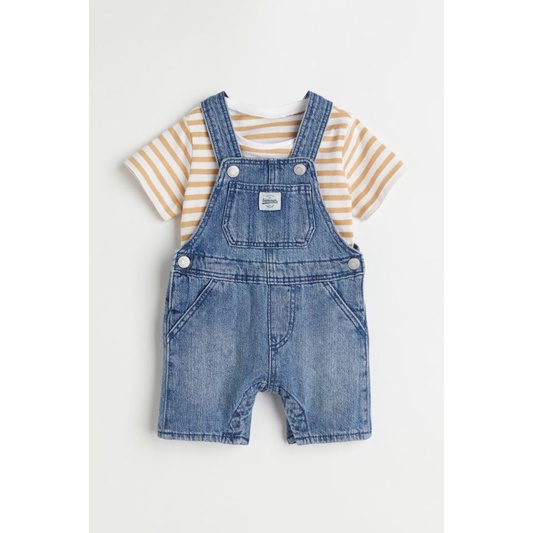 set áo phông yếm bò cho bé size 9-12m