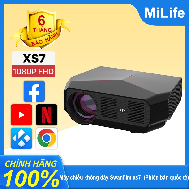 Máy Chiếu Thông Minh Swanfilm XS7 hỗ trợ 4k 1920x1080P Full HD 4600lumen loa HiFi màn hình lớn 200" Airplay Eshare