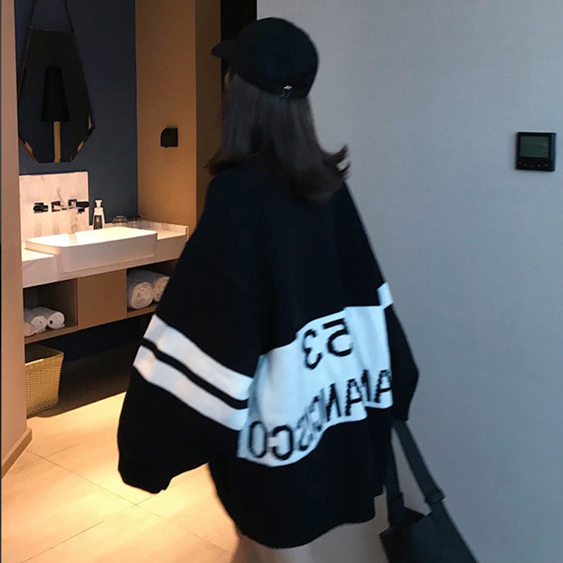 Áo Nỉ Dài Tay Màu Sắc Tương Phản Phong Cách Hàn Quốc Dành Cho Nữ