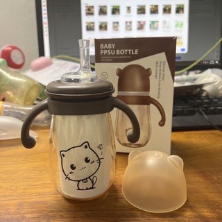 Bình sữa cổ rộng mèo Kitty cho bé  (kèm núm ti+van chống sặc+tay cầm)