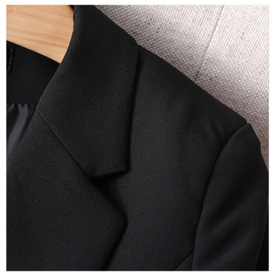 Áo Khoác Vest Tay Dài Ôm Eo Màu Đen / Trắng Phong Cách Hàn Quốc Thời Trang Xuân Thu Cho Nữ