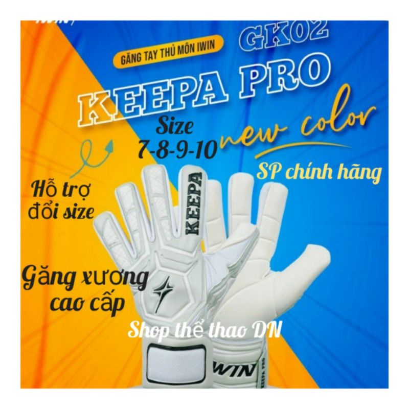 Găng tay bắt bóng có xương Keepa GK 02 Trắng New
