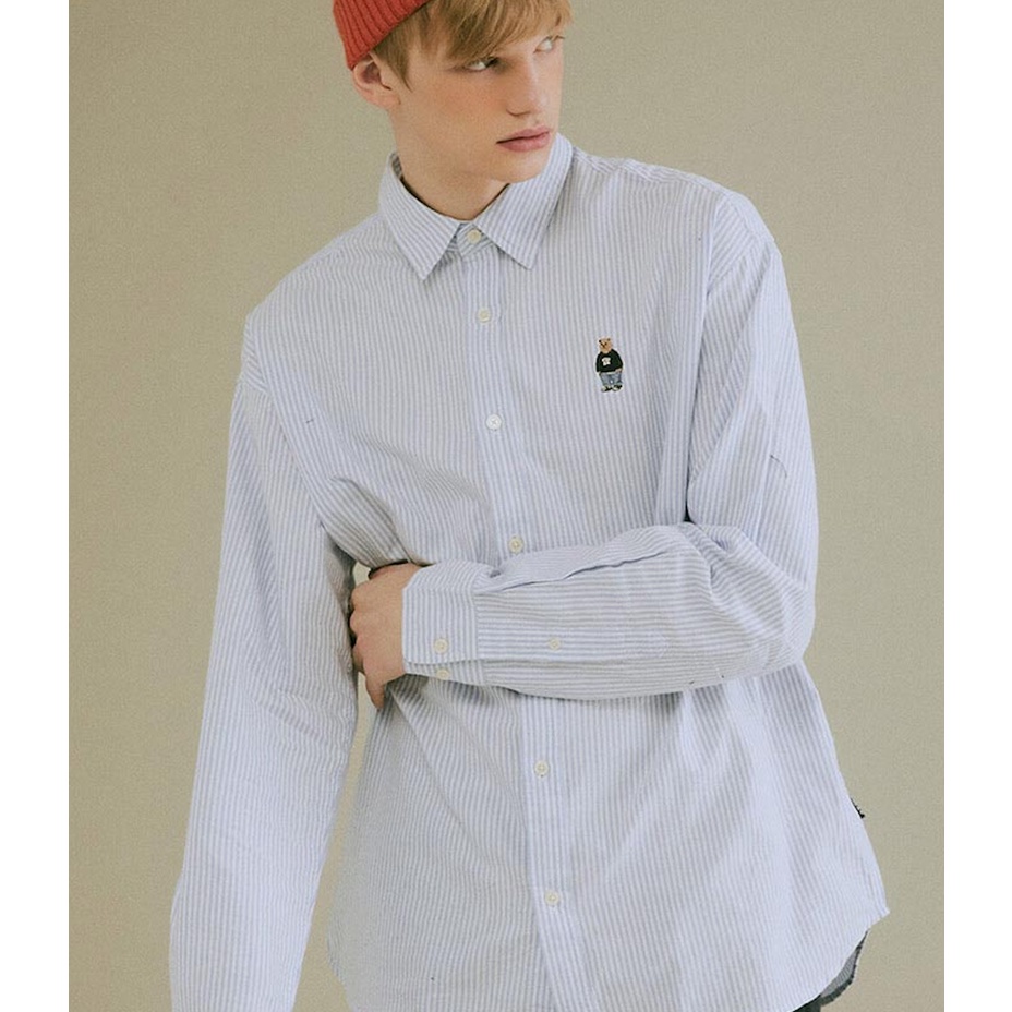 Áo sơmi dài tay sọc xanh WHO.A.U unisex  - P:B