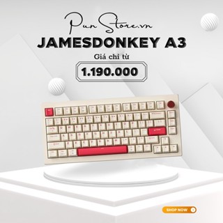 Bàn phím Jamesdonkey A3 mạch xuôi, Gasket mount, 3 mode kết nối, Led RGB, pin 3000mAh
