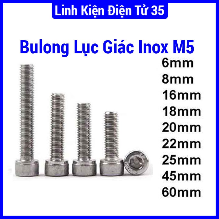 Bu lông lục giác chìm đầu trụ M5 Inox 304 6/8/16/18/20/22/25/45/60mm chất lượng giá tốt