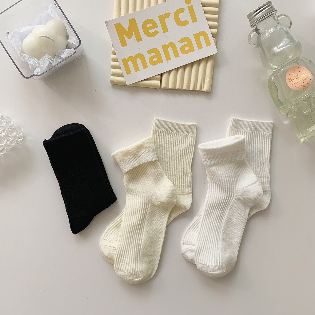 Vớ Len Màu Trơn Họa Tiết Sọc Caro Phong Cách Nhật Bản Thời Trang Mùa Hè Cho Nữ JP5