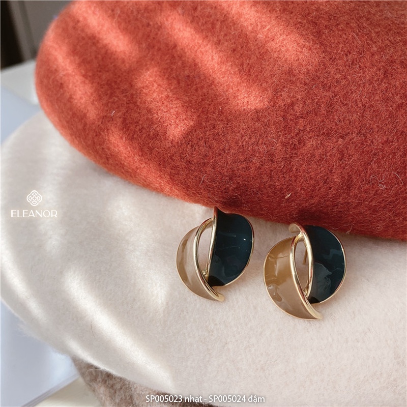Bông tai nữ hình học ba chiều Eleanor Accessories phối hai màu phụ kiện trang sức độc lạ cá tính