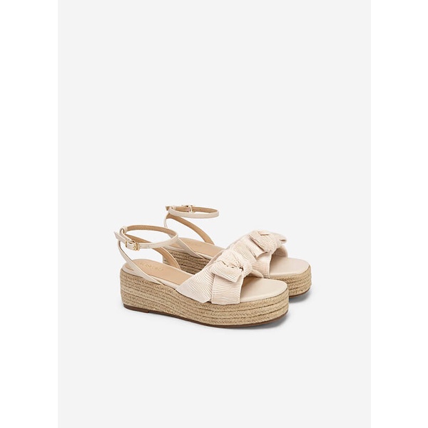 Vascara SANDAL ĐẾ CÓI QUAI ĐAN CHÉO XẾP LY - SDX 0430 - MÀU KEM