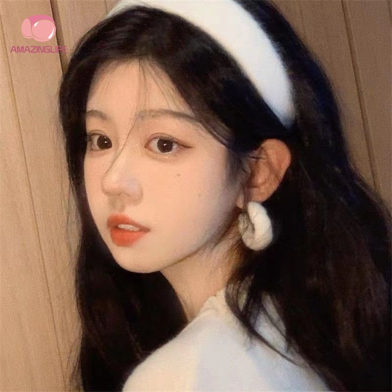 Khuyên Tai Tròn Lớn Phủ Lông Nhung Cao Cấp Thời Trang Thu Đông Dành Cho Nữ