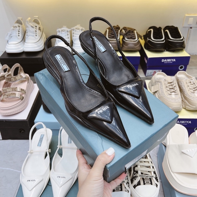 Sandal mũi nhọn gót nhú pra•da super fullbox