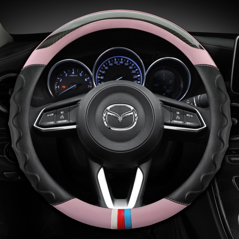 Vỏ Bọc Vô Lăng Bằng Da Sợi Carbon Cho Mazda 3 Axela Atenza Mazda6 Mazda CX-3 CX-4 CX-5 CX-7 CX-9
